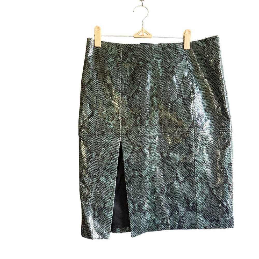Dorothee Schumacher Snake Genuine Leather Straight & Pencil Skirt 2 Green